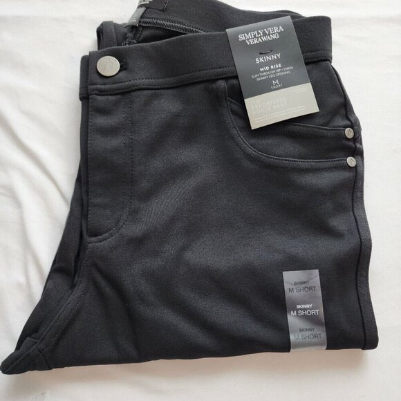 SImply Vera Wang Pants - Women's Sz Med Short Skinny Black Ponte Mid Rise NWT Simply Vera Vera Wang Pant